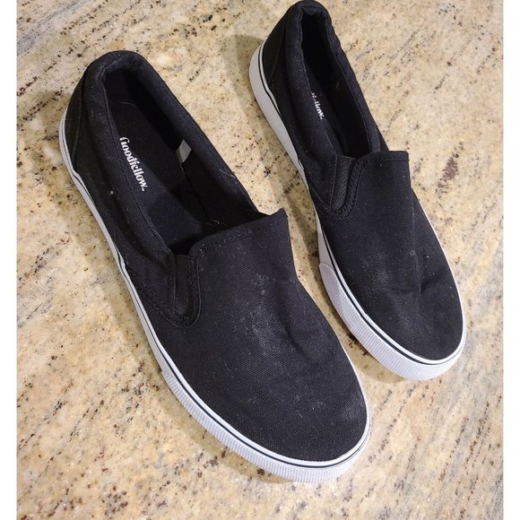 Mens Goodfellow Phillip Twin Gore Slip On Black Casual Sneakers Shoe Sz 10 - Picture 1 of 10